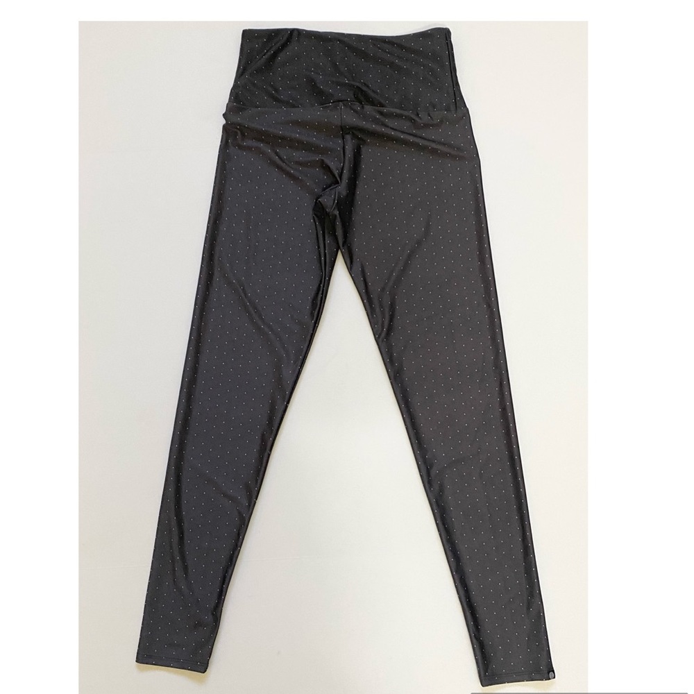 Onzie Grey Mini White Polka Dot High Rise Leggings - Picture 2 of 8